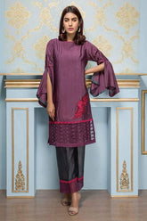Sadia Aamir - Purple And Charcoal Flora - SA-LP08